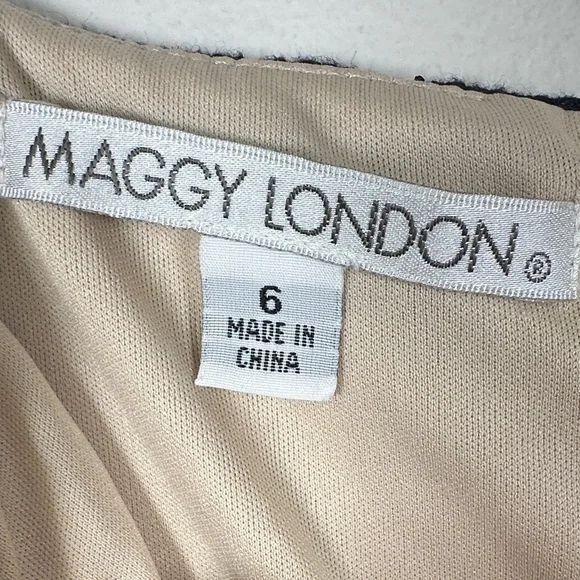 Maggy London Black Nude Floral Lace Fit & Flare Mini Dress Women’s 6 - Picture 3 of 8